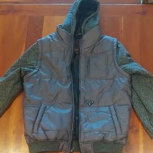 Man Gray and Black Hooded Jacket